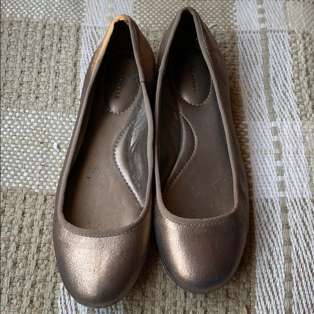 Lands End Dory bronze leather Ballet Flats Sz 7.5